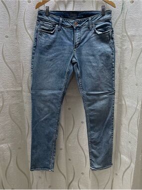 Silver Jeans Co Suki Straight Jeans Womens W31 L30 Blue Medium Wash Distressed